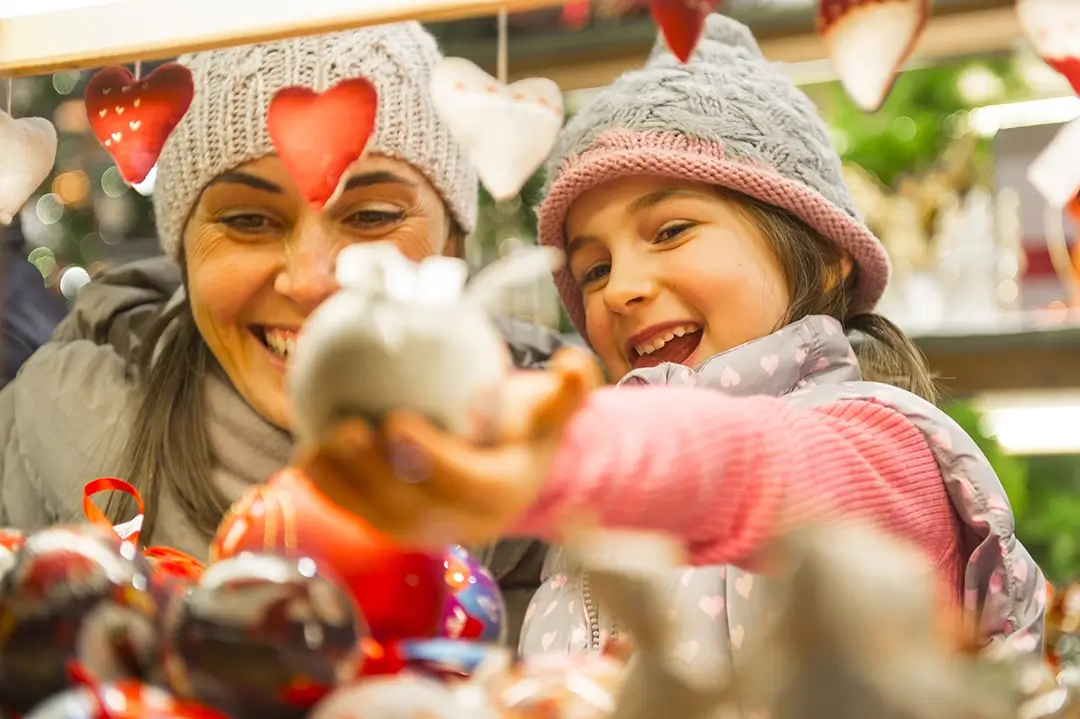 Christmas market with food stall