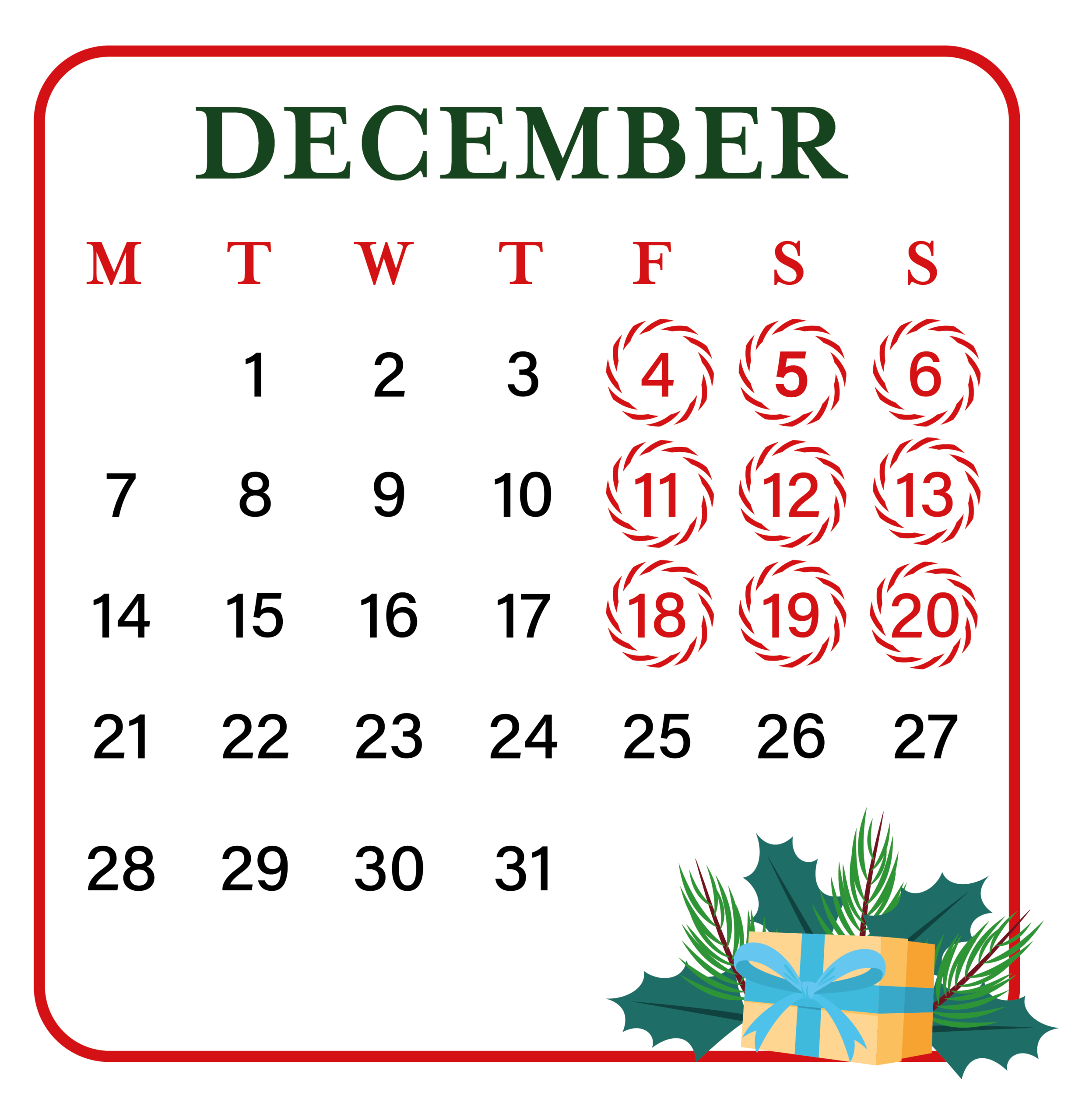Christmas in Killarney Markets calendar