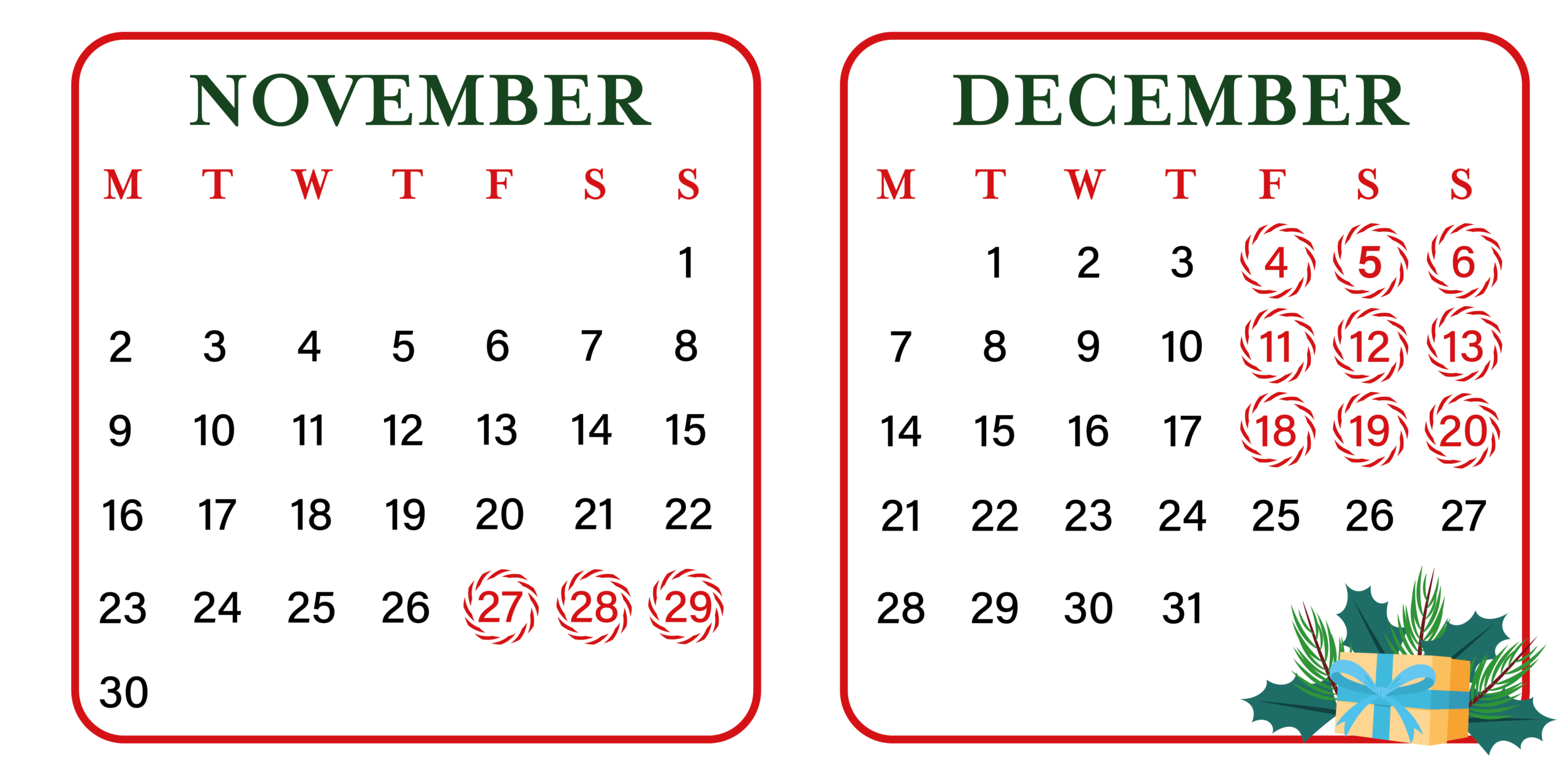 Christmas in Killarney Markets calendar